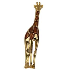 Giraffe gold vermeil pin/brooch Signed Liz claiborne Retro Y2K 23/4"x 5/8"EUC